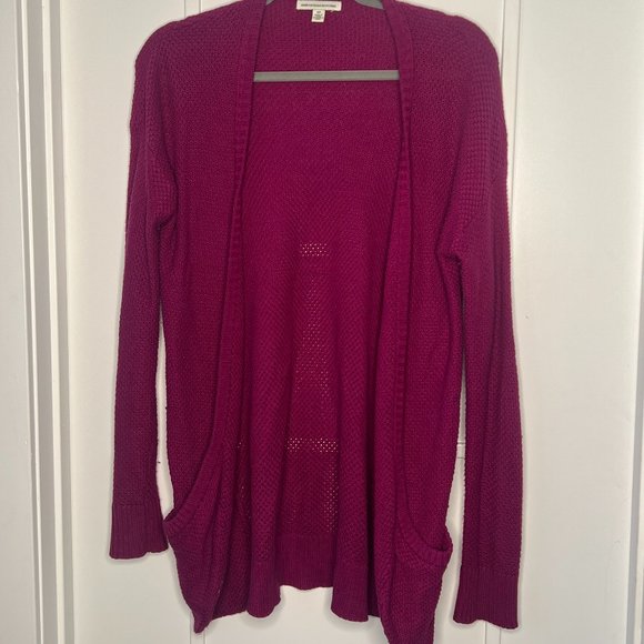 Dark Pink Knit Sweater Cardigan- AE - Picture 1 of 3